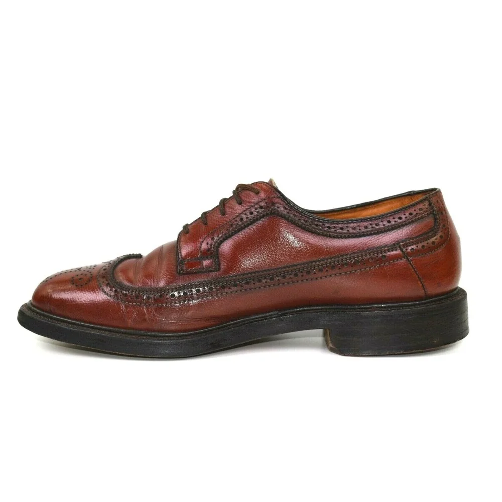 Madison Square Executives Mens Brown Leather Longwing V Cleat Oxfords‎ Sz 8.5 D